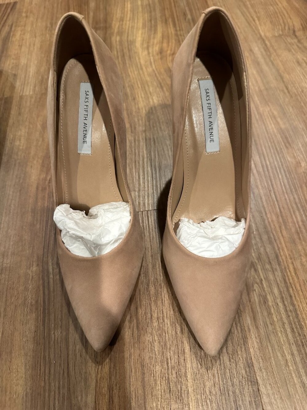 Saks Fifth Avenue Camel Suede Pointed Toe Pumps (6.5)